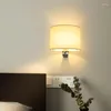 Applique AC85-265V moderne LED décoration de la maison chambre lampe de chevet Organza tissu rond abat-jour applique El chambre décor
