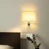 Vägglampa AC85-265V Modernt led hem dekoration sovrummet sovrum ljus organza trasa rund lampskärm sconce el rum dekor