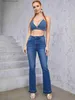 Jeans femininos plus size feminino elástico jeans queimado mulheres jeans cintura alta senhora comprimento total alto 175cms bootcut jeans 7xl tamanho calças 2023 t230826