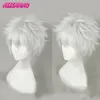 Pelucas de cosplay Hunter x Hunter Killua Zoldyck Peluca Corta Hombres Peluca Cosplay Plata Shaggy Capas Resistente al calor Pelucas de pelo sintético Peluca Cap 230826