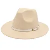 Cappelli a tesa larga Secchiello Cappello Fedora casual per donna Cintura in pelle Jazz Feltro Outdoor Ladies Trilby Classico abito piatto britannico Uomo 230825