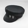 Berets Simple RB Hat Women Men Street Fashion Style sboy Hats Black Flat Top Caps Drop Ship Cap 230825
