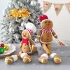 Christmas Decorations 1 Pair Christmas Fuzzy Gingerbread Man Doll Xmas Tree Pendants Year Kids Gift Hanging Ornaments Navidad Home Decorations 230825