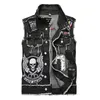 Giacche da uomo Gilet di jeans stile punk Teschio ricamo Gilet senza maniche Giacca streetwear Gilet di jeans hip-hop 230825