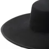 Breda randen hattar hink klassisk unisex splice två ton ull fedora vinter varma kvinnor röd svart damer kyrka derby klänning hatt 230825