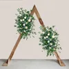 Decorative Flowers Wreaths White Rose Camellia Artificial Corner Flower Green Willow Leaves Hang Row Wedding Backdrop Arch Decor Party Arrange Props 230825