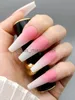 Falska naglar 24st. Set Glamorous False Nails For Spring Summer Finger Decor Bright Gradient Colors Press On Nails Long Coffin Self Manicure X0826