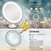 Compacte spiegels 10x vergrotende make-upspiegel met verlichting - Opgewaardeerd 3 kleuren 28 LED-verlichting Cosmetische spiegel HD Drukbediening 230826