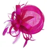 Cappelli a tesa larga Secchiello formale Cocktail Party Cappello da sposa Abito Fedora Ladies Royal Fascinator Donna Race Accessori per capelli in piuma 230825