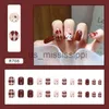 Unghie finte 24 pezzi Toppe per unghie finte dolce estate Glitter rosa Stampa nuda sulle unghie Adesivi per nail art indossabili da donna Unghie finte completamente rifinite x0826