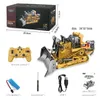 ElectricRC Car 1 24 9Ch RC Bulldozer Truck Crawler Type Alloy Shovel Engineering Forklift Tunga grävmaskiner Teksaker Presenter för barn 230825