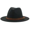 Cappelli a tesa larga Fedora a secchiello per donna Uomo Cintura a fascia solida Abito formale classico Khaki Nero Inverno Sombreros De Mujer 230825