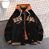 Högkvalitativ varsity Baseball Uniform Jacket Men's Autumn New Trendy Brand All-Match Dent Hooded Jacket Plus Size Coats Women Q230826