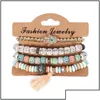 Pulseira frisada pulseiras para mulheres jóias moda vintage étnico mtilayer punk grandes contas charme pulseiras boho declaração flor n128 dh06a