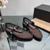 buty balet baletowe designerskie sukienki okrągłe stóp norku skórzana skórzana klamra buty mesh mary jane o04q#