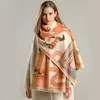 Sjaals Winter Sjaal Dames Bloemen Pashmina Sjaals en Wraps Kasjmier Dikke Warme Vrouwelijke Deken Dubbele Sjaal Mode Poncho 230825