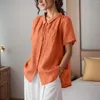 Blusas de mujer de gran tamaño literarias sueltas con cubierta de carne sólida Casual camisa de manga corta Top ajustado camisas atléticas para mujer