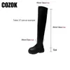 Botas de suela gruesa para mujer, botas por encima de la rodilla, botas altas hasta el muslo, botas largas de invierno para mujer, plataforma, tacones gruesos, zapatos de otoño para mujer 230825