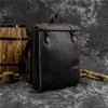 School Bags Real Leather Backpack Men Laptop Bagpack Vintage Cow Bag High Capacity Computer Anti Theft Daypack Man