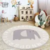 Tapetes Elefante Fofo Tapete Sala de estar Alfabeto Berçário Macio Play Mat para Crianças Peludo Bebê Tapete Redondo Pelúcia Quarto Pé Tapetes 230825