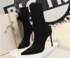 New Fashion Simple Slim Heel High Heel Elastic Lycra Women's Boots Sexy Slim Night Club Pointed Short Boots Size 34-43