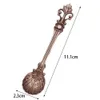 Spoons 4Pcs 11cm Royal Style Metal Carved Coffee Spoon Set Vintage Table Antique Tea Spoonork Tablespoons tableware 230825