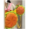 Sacos escolares Plush Stuffed Schoolbags 3D Burger Cruz Corpo Mochila Na Moda Dos Desenhos Animados Queijo Pão Saco Mulheres Bonito Versátil Ombro 230826