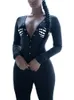 Kobiety Jumpsuits Rompers Hirigin V-dół przycisk Seksowne Rompers Kobieta długie rękaw Slim Bodycon swobodne sportowe kombinezon jesienna litera haftowa streetwear t230825