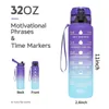 YUEXUAN Botella de agua de sublimación deportiva motivacional de 32 oz con marcador de tiempo Colador extraíble Flujo rápido Tapa abatible A prueba de fugas Durable Sin BPA 14 colores