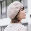 Berets Einfache Frauen Baskenmütze Für Elegante dame Winter Weibliche Baumwolle Hüte Plaid Vintage Achteckige Casual boina Herbst mädchen Kappe 230830