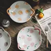 Tallrikar koreanska netto honung persika härlig sallad ramen skål maträtt keramik fett minskar japansk bordsartiklar vajilla ceramica