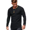 T-shirts pour hommes Vêtements Couleur unie Col roulé Mâle Slim Fit Manches longues Plis Tees Tops M-3XL