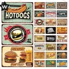 Shabby Chic Vintage Fast Food Targa in metallo Moda Amburgo Poster in metallo Man Cave Hot Dog Piatto Adesivo da parete Cucina Pubblicità Decor Targa Divertente dipinto 30X20CM w01