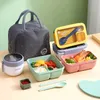 Обоснованные коробки Портативная ланч -коробка сумки для детского школьного офиса Bento Box с посудой тепловой пакет Полный комплект микроволновый отопление 230825