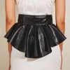 Waist Chain Belts Woman Wide Black Corset Belt Fashion Ruffle Skirt Dress Peplum Cummerbunds 230825
