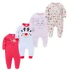 Rompers Kavkas 3/4 PCS Erkek Romper% 100 Pamuk Pamuk Pot Not O-Yonk Doğum Kız Giysileri Tam Kollu Yaz Tulum 0-12 Ay 230825