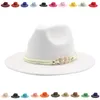 Wide Brim Hats Bucket for Women Fedoras Wedding Decorate Church Festival Luxury Gentlemen Hat Panama Chain Band Cowboy Chapeau Femme 230825