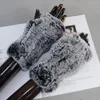 Fingerless Gloves Arrival Women Knit Fur Mitten Girls 100% Real Genuine Knitted Rex Rabbit Fur Mittens Winter Warm Real Fur Fingerless Gloves 230826