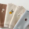 Kläder sätter 2st hösten baby flicka pojke kläder set broderi förtjockar fleece varm tröja pant baby pojke träning småbarn kläddräkt 230825