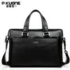 Laptop Bags PKUONE Brand Natural Genuine Leather men bag 14" 15" inch Bag Formal Handbags Fashion business Briefcases 230823