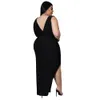 Plus size Dresses Sexy Size for Women Hollow Out Solid V Neck Elegant Party Bodycon Maxi Dress Club Outfits Wholesale Drop 230825