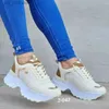 Sapatos de vestido 2023 nova moda cunha tênis malha de couro respirável sola grossa tênis casuais cruz rendas mulheres sapatos vulcanizados t230826