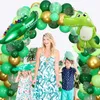 Andra evenemangsfest levererar gröna tema födelsedagsdekorationer för barn alligator ballonger arch cake toppers banner kit 230826