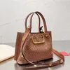 Women's Designer Fashion Beach BagsTotes Personality Straw Casual Versatile High Quality Genuine Leather Women Woven Bag