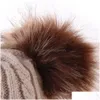 Berretti Cappelli Berretto lavorato a maglia per bambini Doppia palla per capelli Pompon Fagioli Gancio attorcigliato 5 colori Inverno caldo Bambino Ragazzo Ragazza M825 Consegna a goccia Bambini Matern Ote43