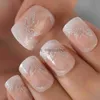 False Nails Ombre Butterfly False Nails Sparkly Holographic Glitter Nails Press On Short Reusable Fingernail With Glue Sticker Nageltips x0826