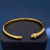 Bangle High Quality Leopard Gead Open Bracelets Gold Color For Women Fashion Jewelry Sets LB039