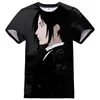 Мужские рубашки T 2023 аниме-футболка Black Butler 3D Print Мужские женские модные уличная одежда O-образная рубашка топы негабаритные