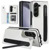 Étui de téléphone Folio en cuir de luxe Vogue pour Samsung Galaxy Z Fold5 Fold4 Fold3 5G Plusieurs emplacements pour cartes Portefeuille Embrayage Béquille Fold Shell avec porte-stylo