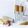 Packing Bottles Wholesale 10Ml Glass Essential Oil Clear Amber Roll On Oils Bottle Bamboo Lid Stainless Steel Roller Ball Drop Deliv Otzld